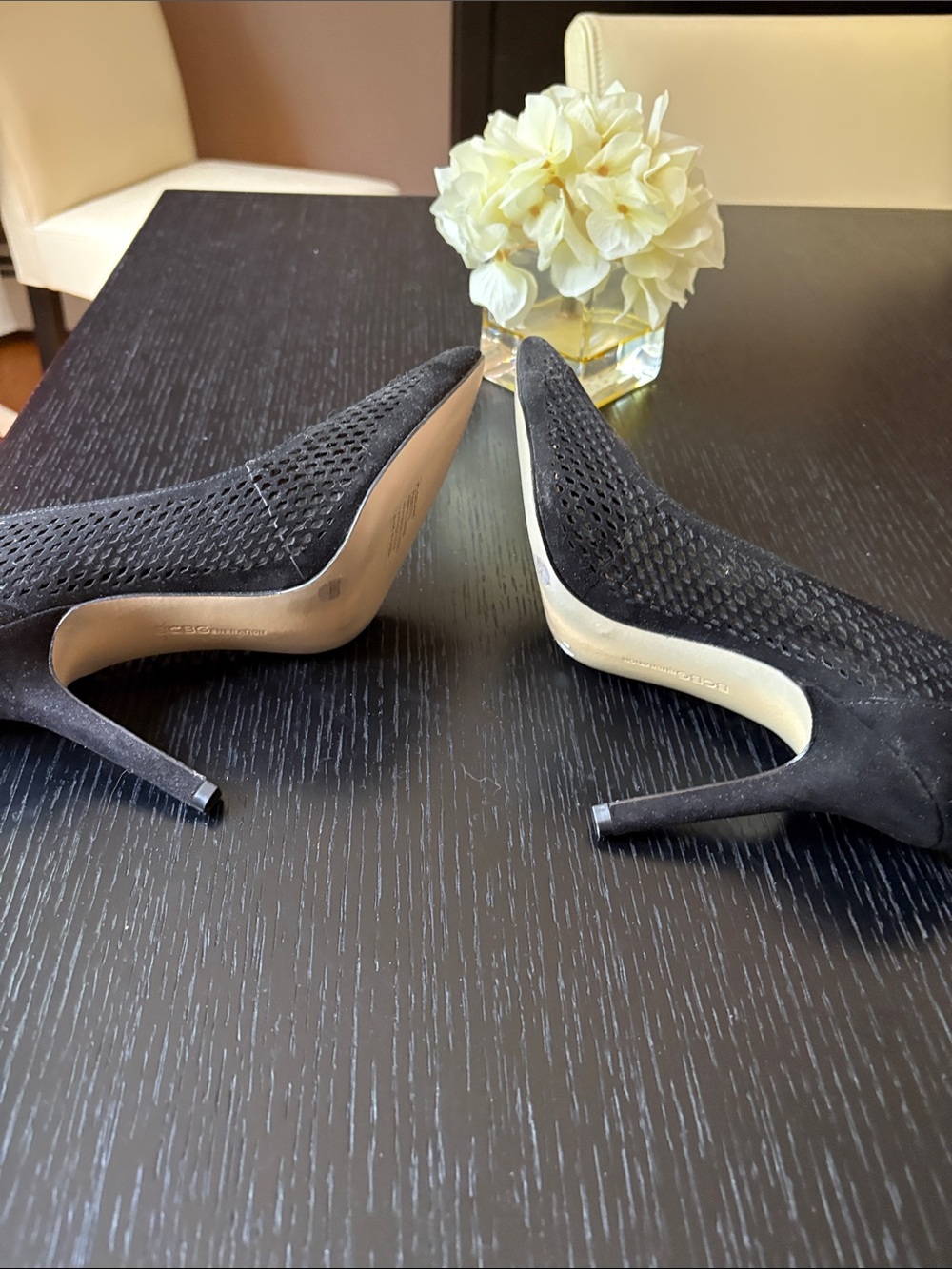 BCBGeneration Black Pointed Mesh Heels - Women - Picture 4 of 5